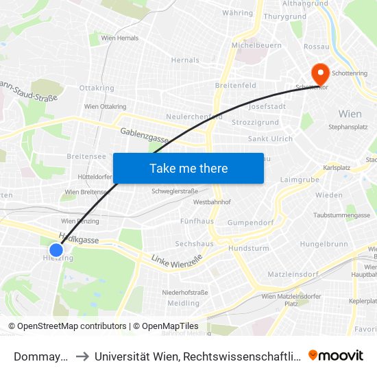 Dommayergasse to Universität Wien, Rechtswissenschaftliche Fakultät (Juridicum) map