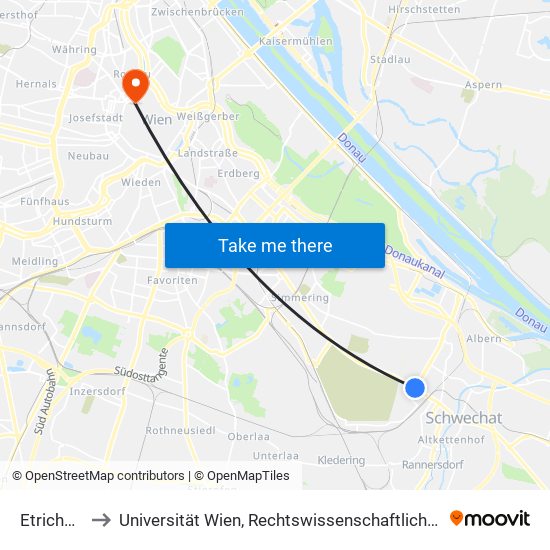 Etrichstraße to Universität Wien, Rechtswissenschaftliche Fakultät (Juridicum) map