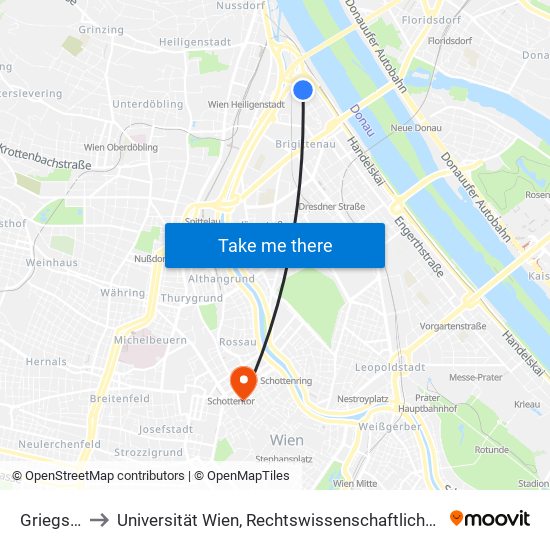 Griegstraße to Universität Wien, Rechtswissenschaftliche Fakultät (Juridicum) map