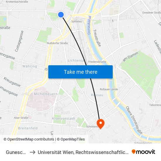 Guneschgasse to Universität Wien, Rechtswissenschaftliche Fakultät (Juridicum) map