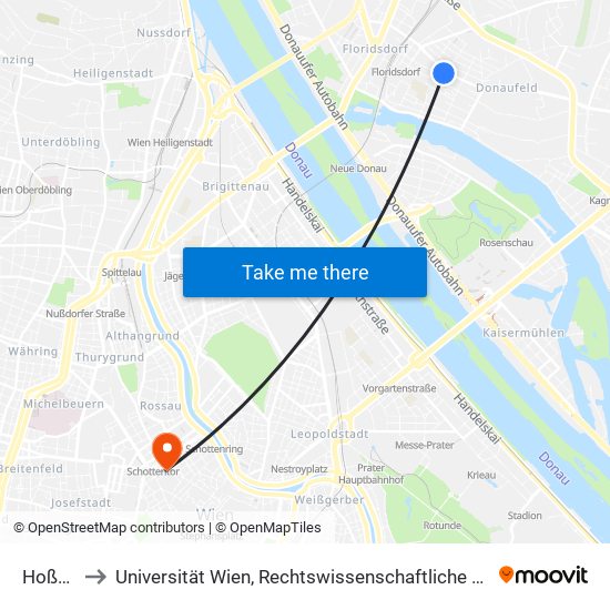 Hoßplatz to Universität Wien, Rechtswissenschaftliche Fakultät (Juridicum) map