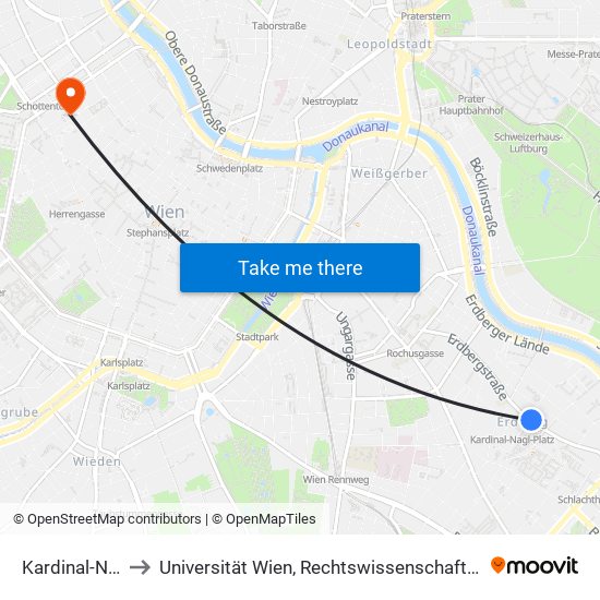 Kardinal-Nagl-Platz to Universität Wien, Rechtswissenschaftliche Fakultät (Juridicum) map