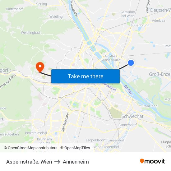 Aspernstraße, Wien to Annenheim map