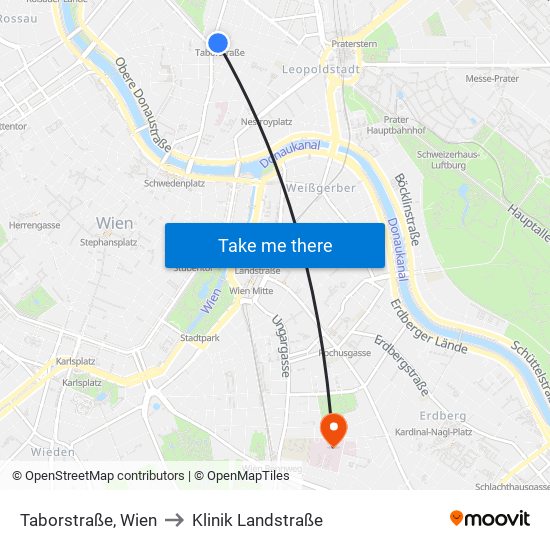 Taborstraße, Wien to Klinik Landstraße map