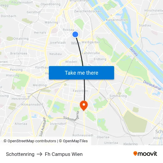 Schottenring to Fh Campus Wien map
