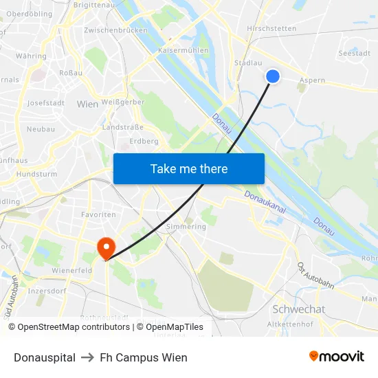 Donauspital to Fh Campus Wien map