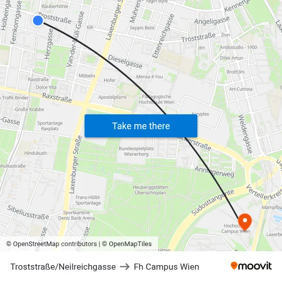 Troststraße/Neilreichgasse to Fh Campus Wien map