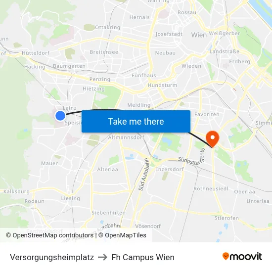 Versorgungsheimplatz to Fh Campus Wien map