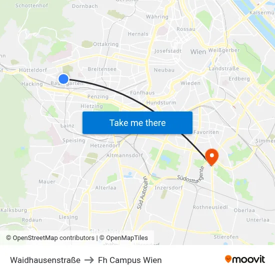 Waidhausenstraße to Fh Campus Wien map