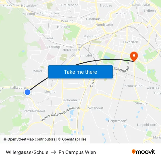 Willergasse/Schule to Fh Campus Wien map