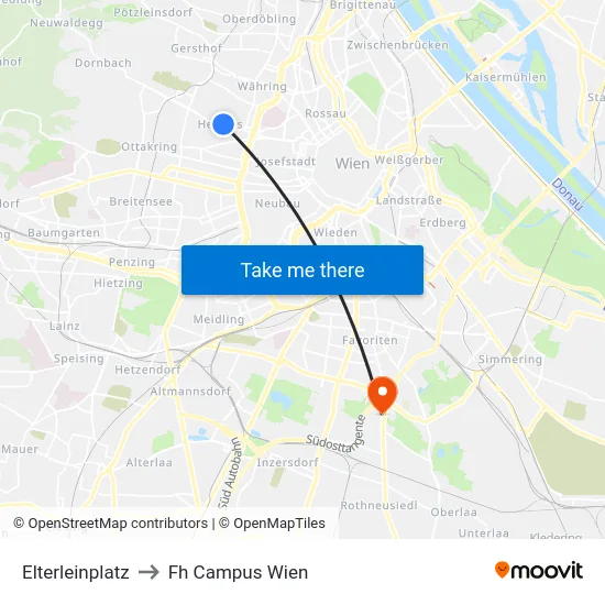 Elterleinplatz to Fh Campus Wien map