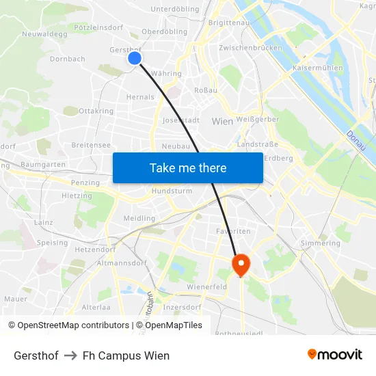 Gersthof to Fh Campus Wien map