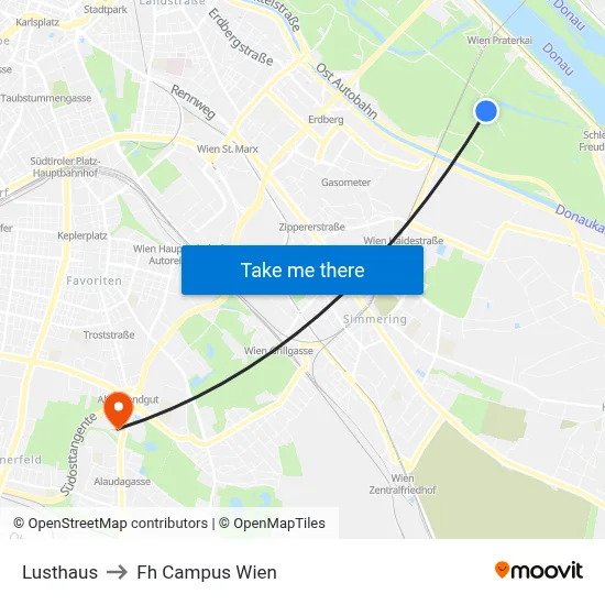 Lusthaus to Fh Campus Wien map