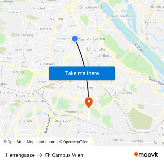 Herrengasse to Fh Campus Wien map