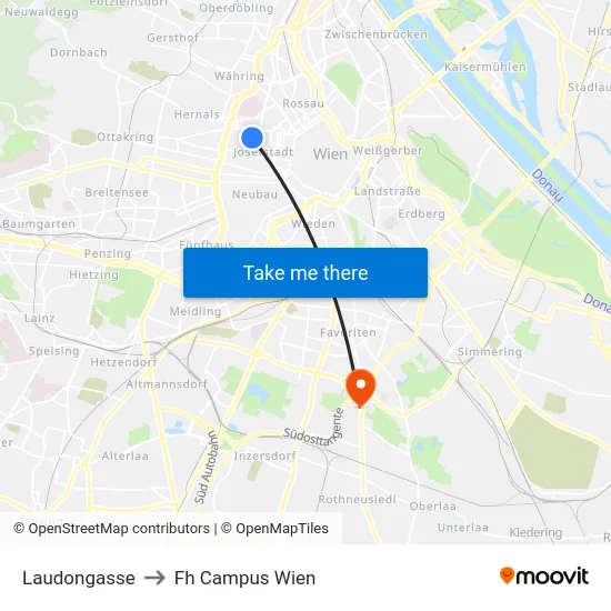Laudongasse to Fh Campus Wien map