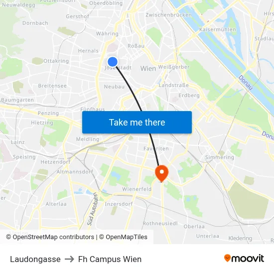 Laudongasse to Fh Campus Wien map