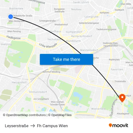 Leyserstraße to Fh Campus Wien map