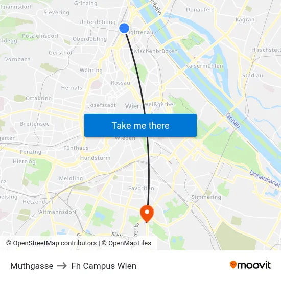 Muthgasse to Fh Campus Wien map