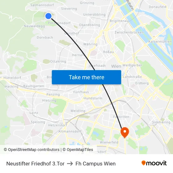 Neustifter Friedhof 3.Tor to Fh Campus Wien map