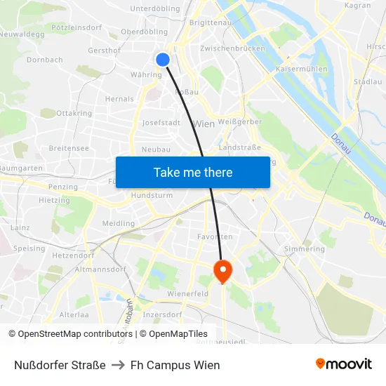 Nußdorfer Straße to Fh Campus Wien map