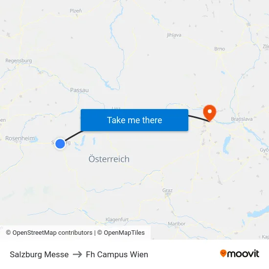 Salzburg Messe to Fh Campus Wien map