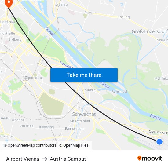 Airport Vienna to Austria Campus map