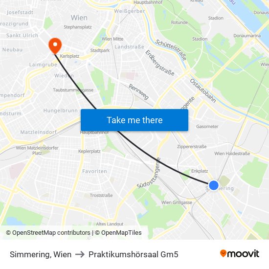 Simmering, Wien to Praktikumshörsaal Gm5 map
