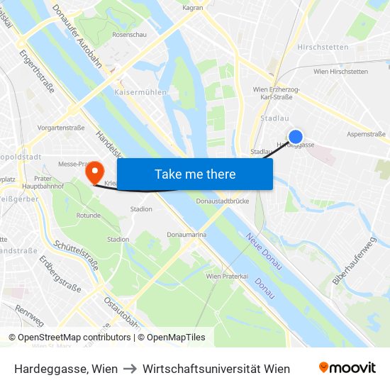 Hardeggasse, Wien to Wirtschaftsuniversität Wien map