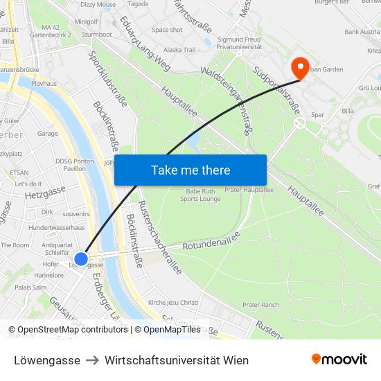 Löwengasse to Wirtschaftsuniversität Wien map