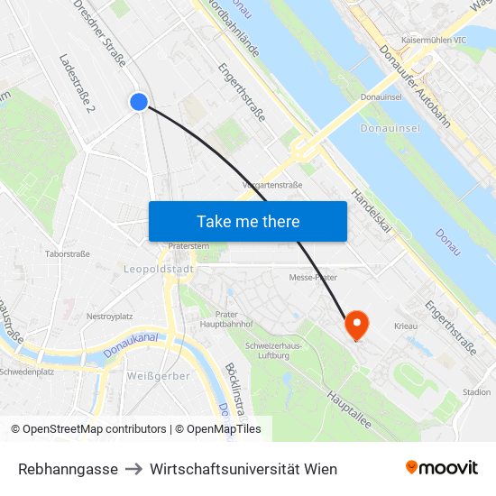 Rebhanngasse to Wirtschaftsuniversität Wien map