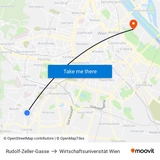Rudolf-Zeller-Gasse to Wirtschaftsuniversität Wien map