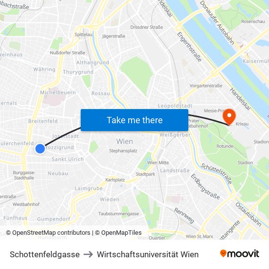 Schottenfeldgasse to Wirtschaftsuniversität Wien map