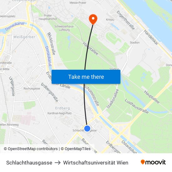 Schlachthausgasse to Wirtschaftsuniversität Wien map