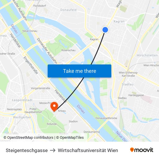 Steigenteschgasse to Wirtschaftsuniversität Wien map