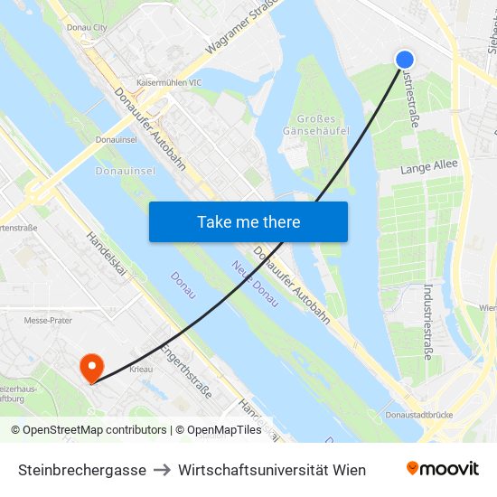 Steinbrechergasse to Wirtschaftsuniversität Wien map