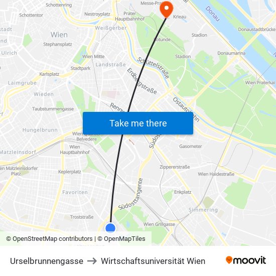 Urselbrunnengasse to Wirtschaftsuniversität Wien map