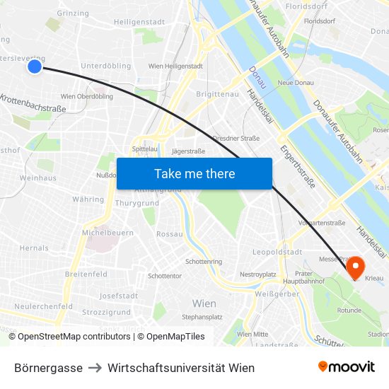 Börnergasse to Wirtschaftsuniversität Wien map