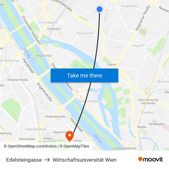 Edelsteingasse to Wirtschaftsuniversität Wien map