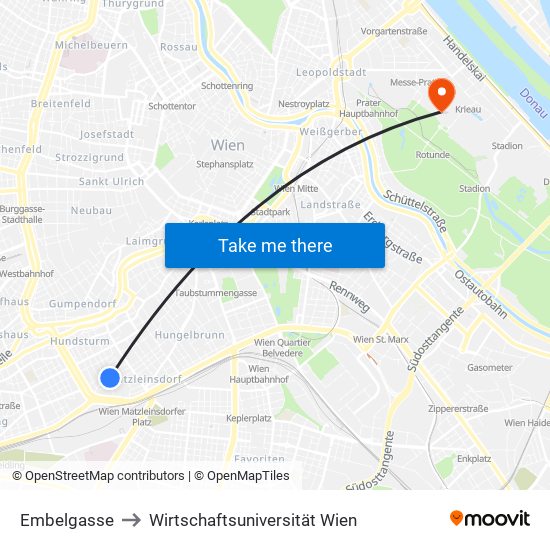 Embelgasse to Wirtschaftsuniversität Wien map