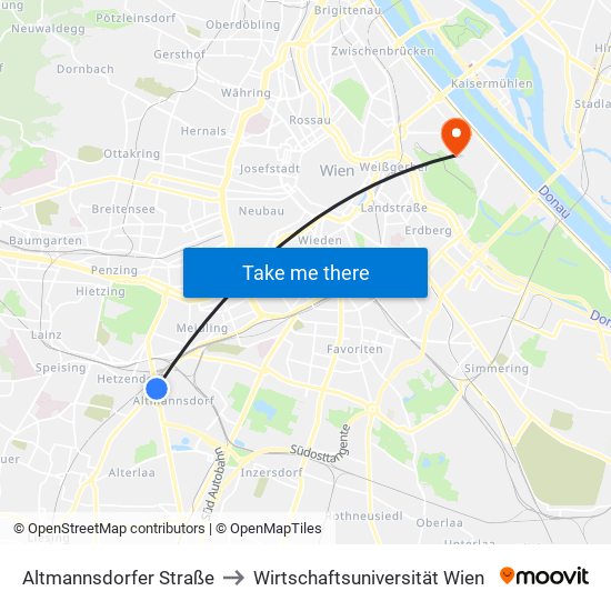 Altmannsdorfer Straße to Wirtschaftsuniversität Wien map