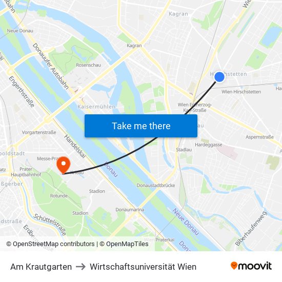 Am Krautgarten to Wirtschaftsuniversität Wien map