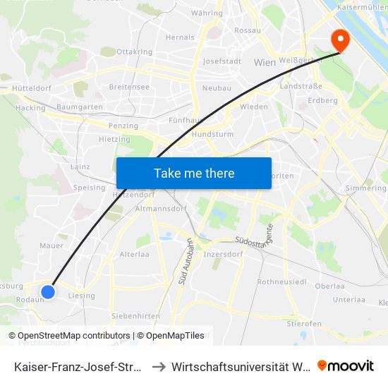 Kaiser-Franz-Josef-Straße to Wirtschaftsuniversität Wien map