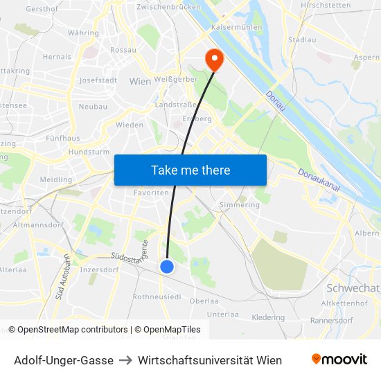 Adolf-Unger-Gasse to Wirtschaftsuniversität Wien map