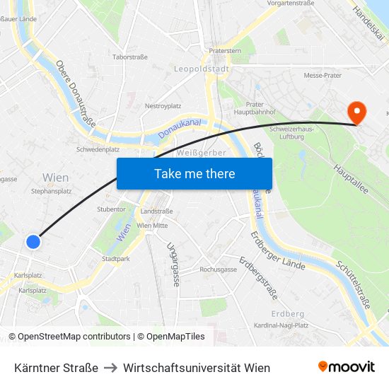 Kärntner Straße to Wirtschaftsuniversität Wien map