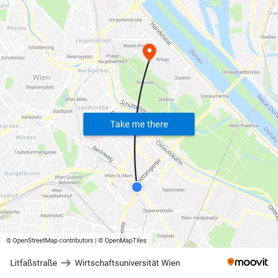 Litfaßstraße to Wirtschaftsuniversität Wien map