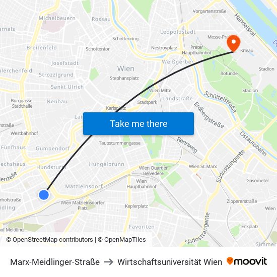 Marx-Meidlinger-Straße to Wirtschaftsuniversität Wien map