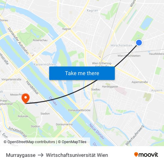 Murraygasse to Wirtschaftsuniversität Wien map