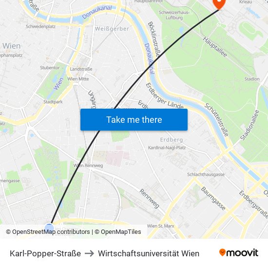 Karl-Popper-Straße to Wirtschaftsuniversität Wien map