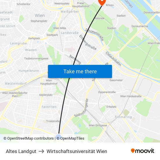 Altes Landgut to Wirtschaftsuniversität Wien map