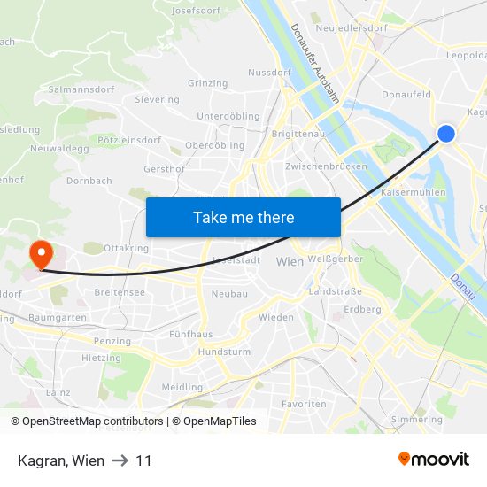 Kagran, Wien to 11 map